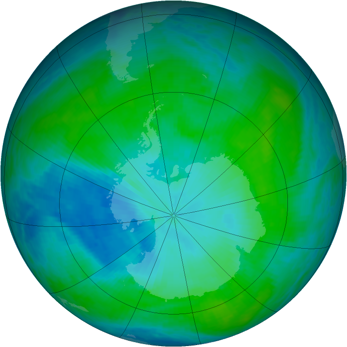 Antarctic ozone map for 01 February 1993